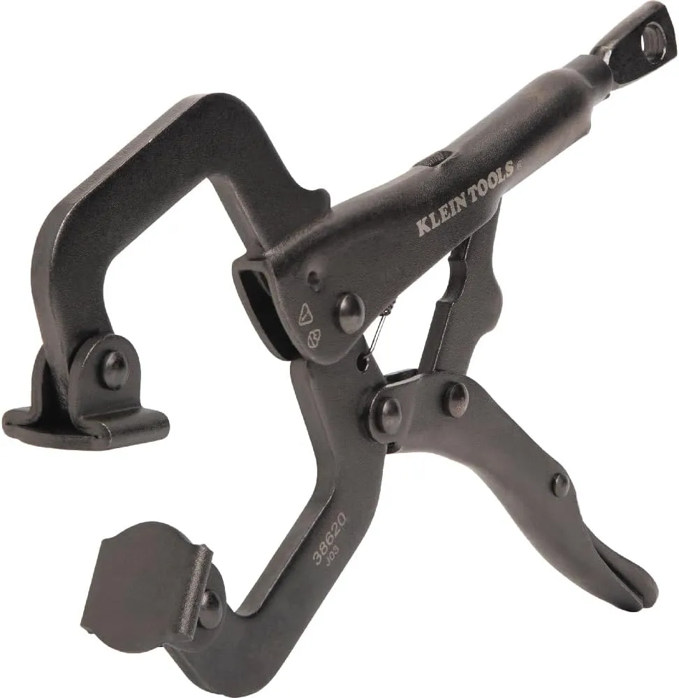 Klein Tools 38620 C-Clamp Locking Pliers with Swivel Pad Jaws, Intuitive Thumb Knob, Adjustable Clamp for Home, Shop, Woodworking, 6-Inch
