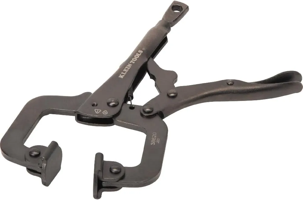Klein Tools 38620 C-Clamp Locking Pliers with Swivel Pad Jaws, Intuitive Thumb Knob, Adjustable Clamp for Home, Shop, Woodworking, 6-Inch