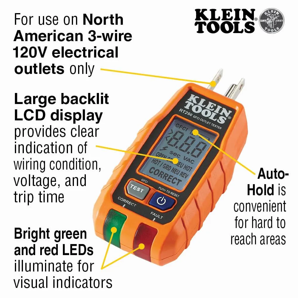 Klein Tools 80041 Outlet Repair Tool Kit with GFCI Receptacle Tester, Non Contact Voltage Tester and Wire Stripper, 3-Piece