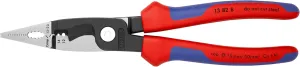 Knipex Tools 13 82 8, 6 in 1 Electrical Installation Pliers with Comfort Grip Handle, Red and Blue