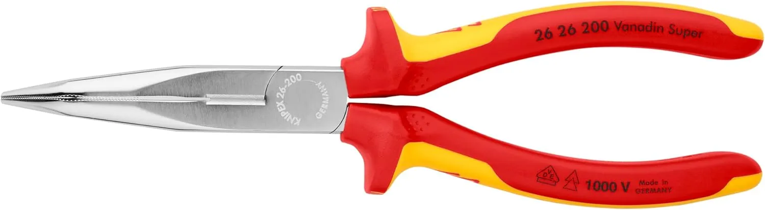 KNIPEX Tools 26 26 200 SB Long Nose Pliers 1000V Insulated, 8-Inch, Multi