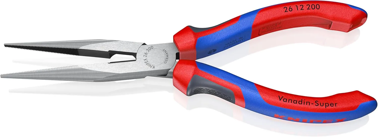 KNIPEX Tools - Long Nose Pliers With Cutter, Multi-Component (2612200), Multi-Colour, 8 inches