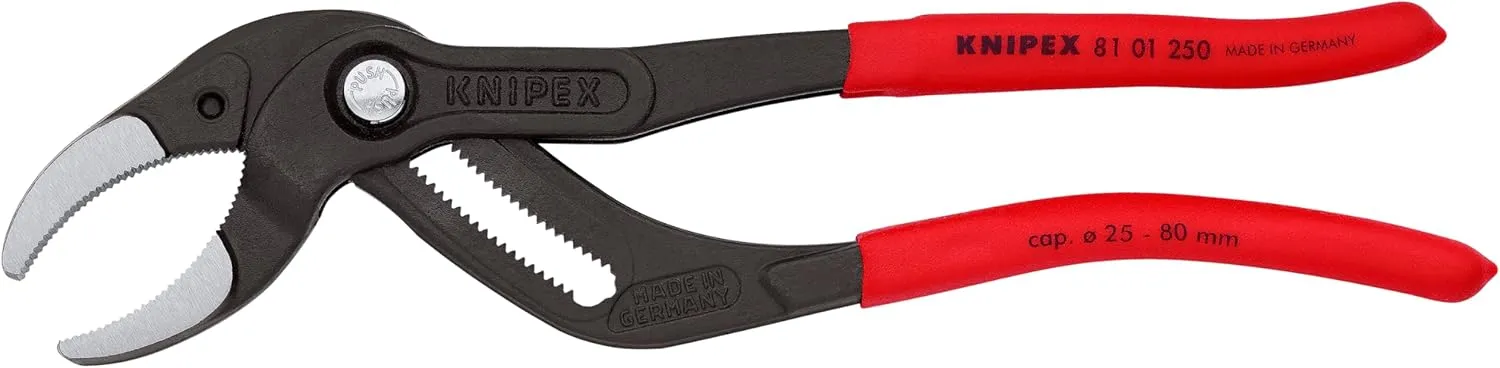 KNIPEX Tools - Pipe Gripping Pliers With Serrated Jaws (8101250), Red