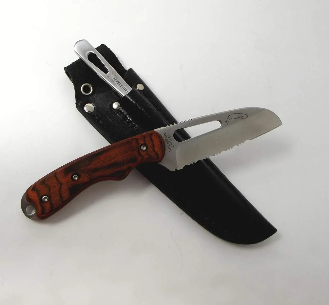 Knives Tested at Sea Pro Wood Offshore System Knife Marlinspike Leather Sheath Rigging Tool System W100P