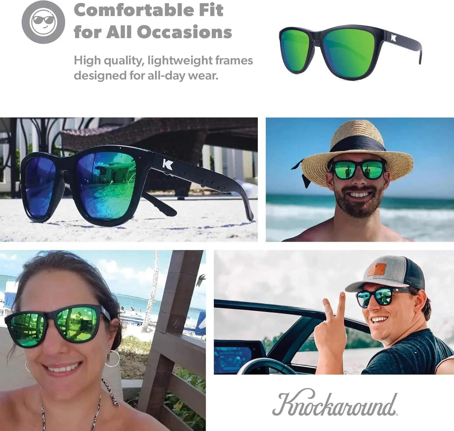 Knockaround Premiums and Sport Polarized Sunglasses for Men & Women - Impact Resistant Lenses & Full UV400 Protection