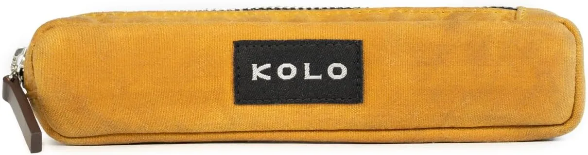 Kolo Parker Mini Pen, Pencil and Marker Case, Compact and Lightweight, Waxed Canvas, Ochre