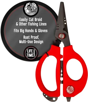 Kraken Bass Fishing Scissors - Fits Big Hands or Gloves for Cutting Braided Fishing Line & Modifying Baits Rust Proof