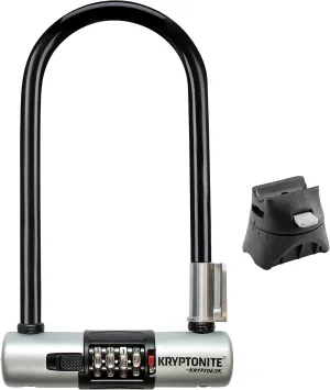 Kryptonite KryptoLok Combo Bike U-Lock, Anti-Theft Security, 12.7mm Steel Shackle, 4-Digit Resettable Combination, U-Shape, Black