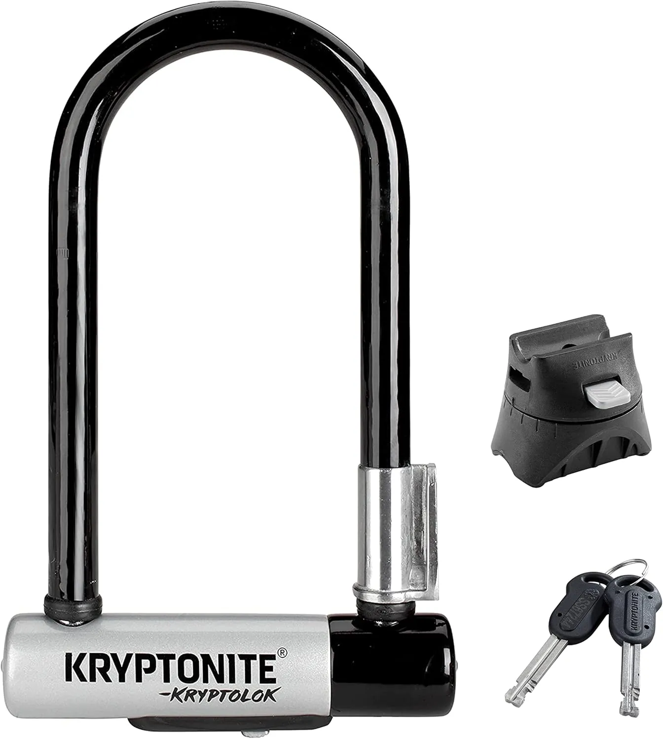 Kryptonite Kryptolok Mini-7 Bike U-Lock, Heavy Duty Anti-Theft Bicycle U Lock, 12.7mm Shackle with Mounting Bracket and Keys, High Security Lock for Bicycles Scooters