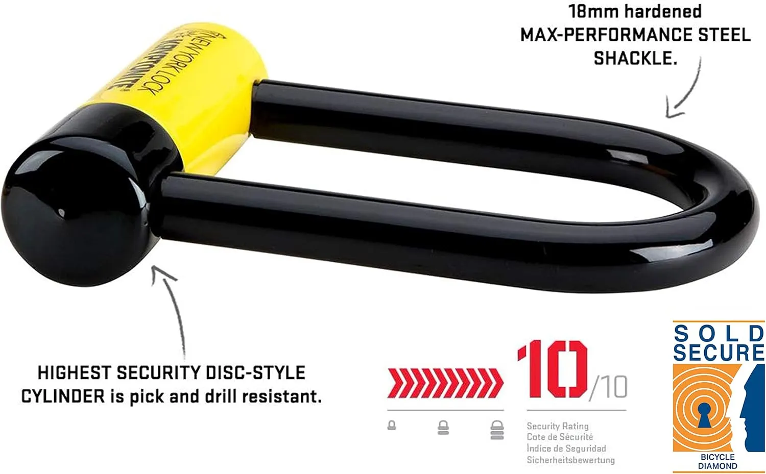Kryptonite New York Fahgettaboutit Mini Bike U-Lock, Heavy Duty Anti-Theft Bicycle U Lock, 18mm Shackle with Keys, Ultimate Security Lock for Bicycles E-Bikes Scooters,Black
