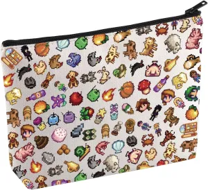 KUIYAI Game Inspired Cosmetic Bag Farming Simulation Game Makeup Bag Junimo Planter Gift Farm Fishing Gift Video Game Lovers Gift (FullStardCharacterMup)