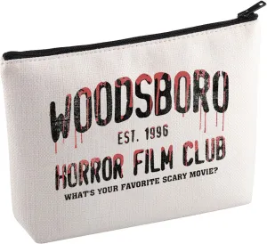 KUIYAI Scary Movie Inspired Makeup Bag Horror Film Club Gift Horror Movie Character Gift Ghost Face Toiletry Bag Spooky Season Gift (Woodsb1996 Mup)