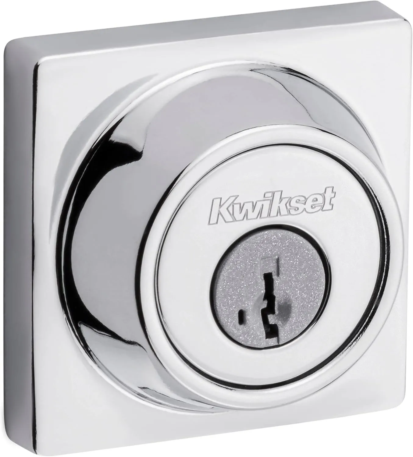 Kwikset 660 Contemporary Deadbolt Deadbolt Lock, Polished Chrome Square Exterior Keyed Front Entry Door, Pick Resistant SmartKey Rekey Security, Single Cylinder Dead Bolt