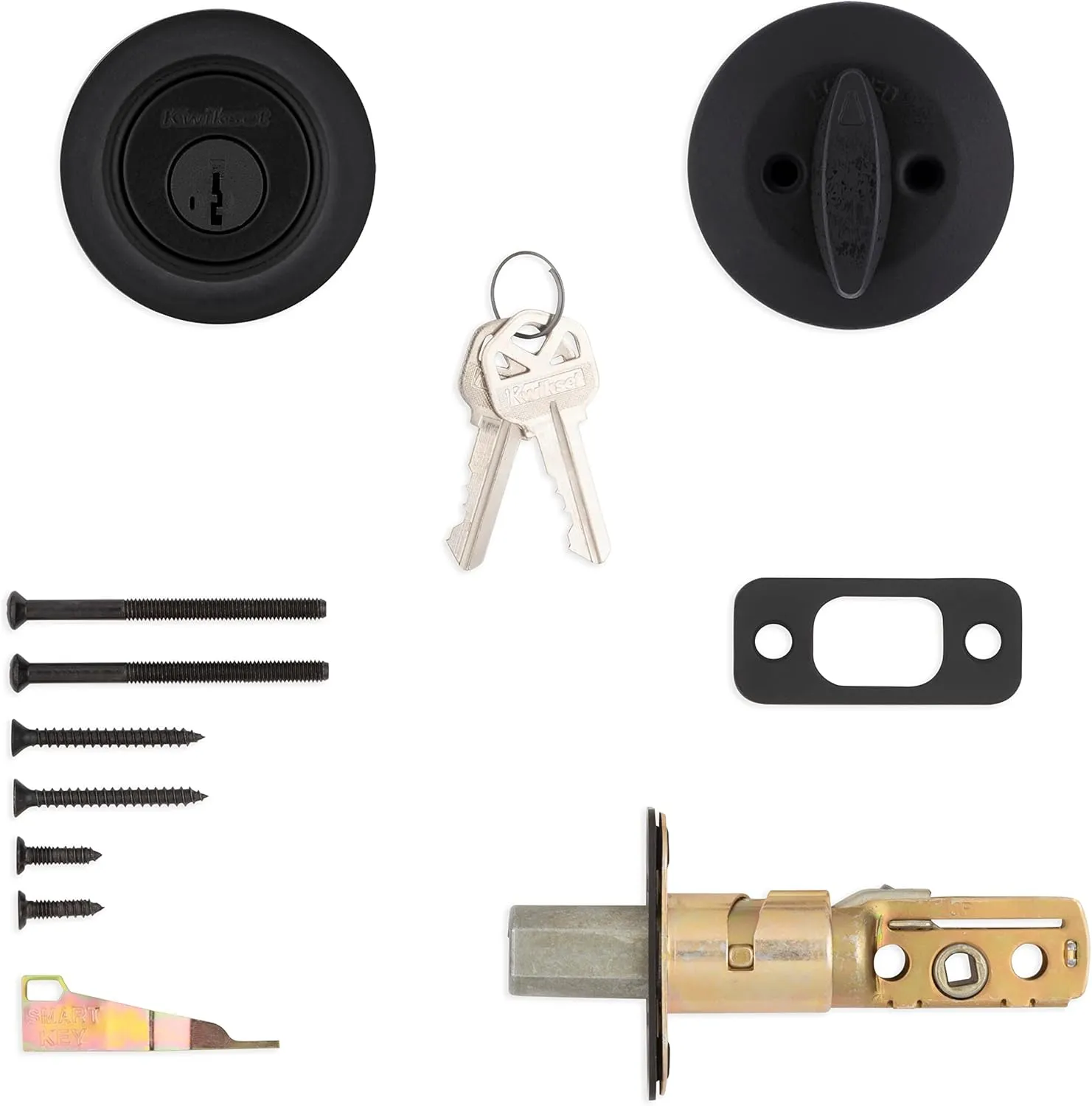 Kwikset 660 Deadbolt Deadbolt Lock, Matte Black Round Exterior Keyed Front Entry Door, Pick Resistant SmartKey Rekey Security, Single Cylinder Dead Bolt