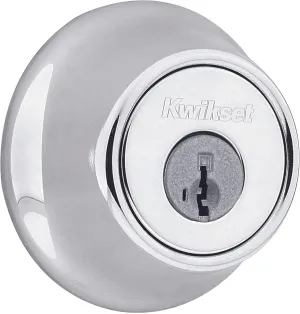 Kwikset 660 Deadbolt Deadbolt Lock, Polished Chrome Round Exterior Keyed Front Entry Door, Pick Resistant SmartKey Rekey Security, Single Cylinder Dead Bolt