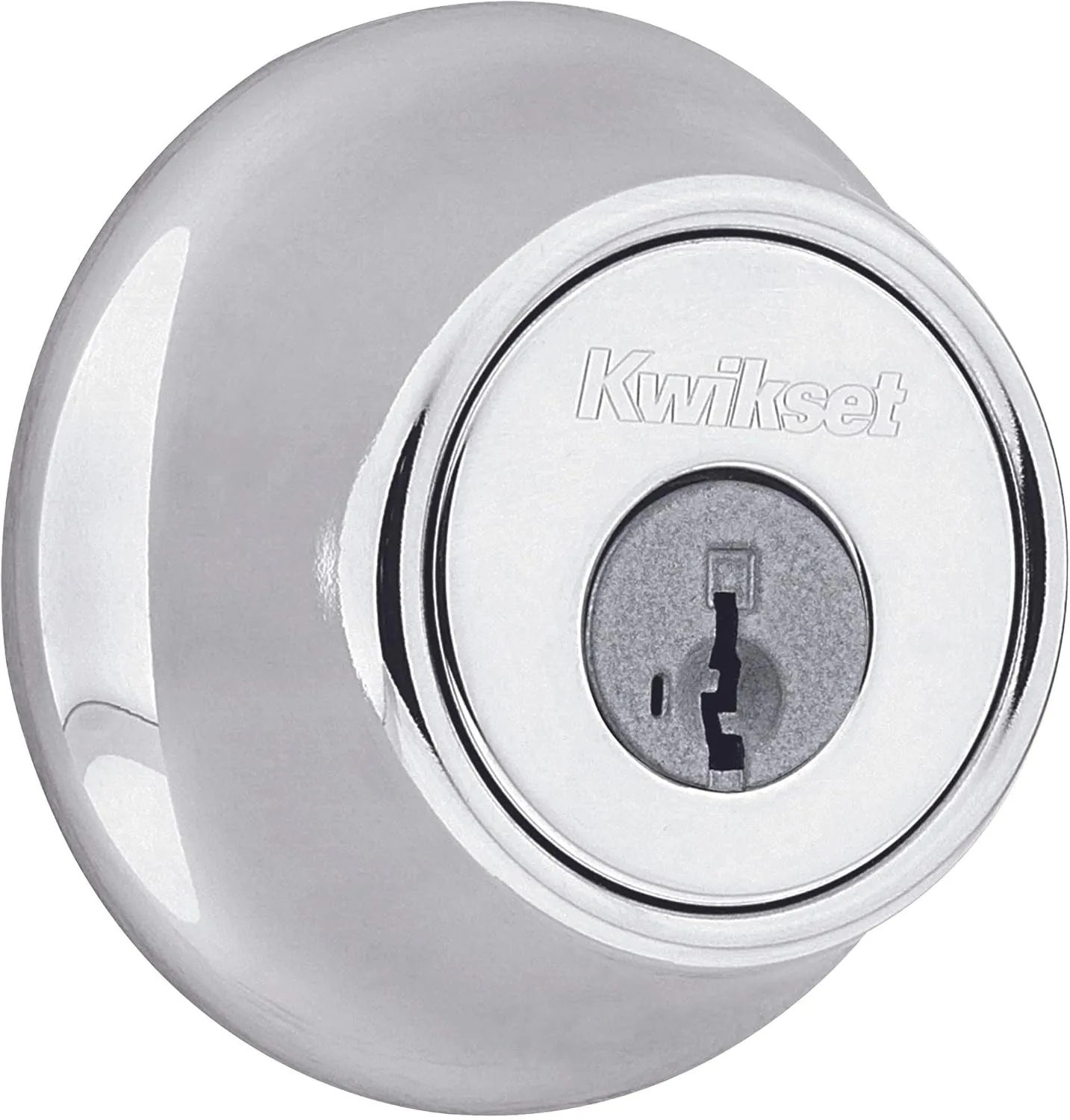 Kwikset 660 Deadbolt Deadbolt Lock, Polished Chrome Round Exterior Keyed Front Entry Door, Pick Resistant SmartKey Rekey Security, Single Cylinder Dead Bolt
