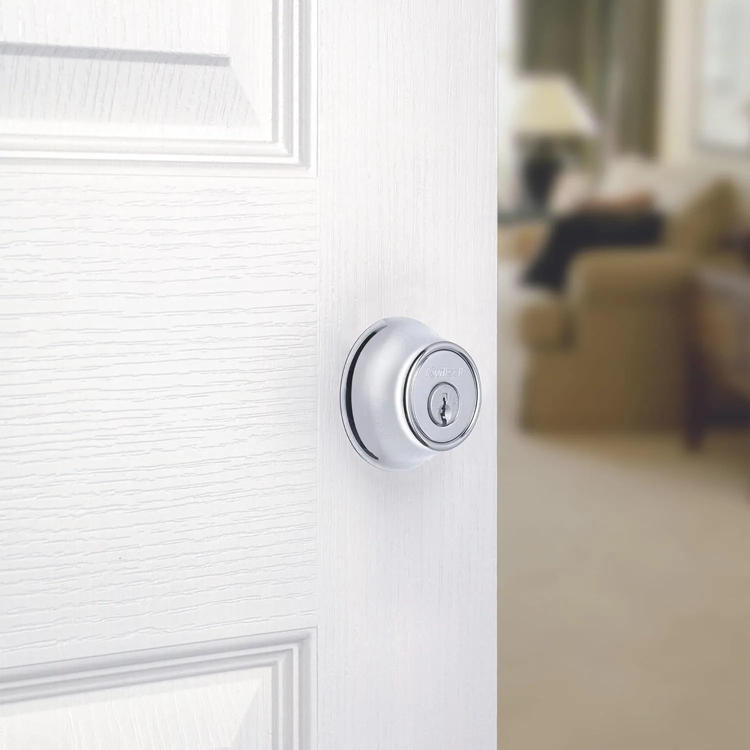 Kwikset 660 Deadbolt Deadbolt Lock, Polished Chrome Round Exterior Keyed Front Entry Door, Pick Resistant SmartKey Rekey Security, Single Cylinder Dead Bolt