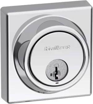 Kwikset 816 KeyControl Deadbolt Deadbolt Lock, Polished Chrome Round Exterior Keyed Front Entry Door, Pick Resistant SmartKey Rekey Security, Single Cylinder Dead Bolt