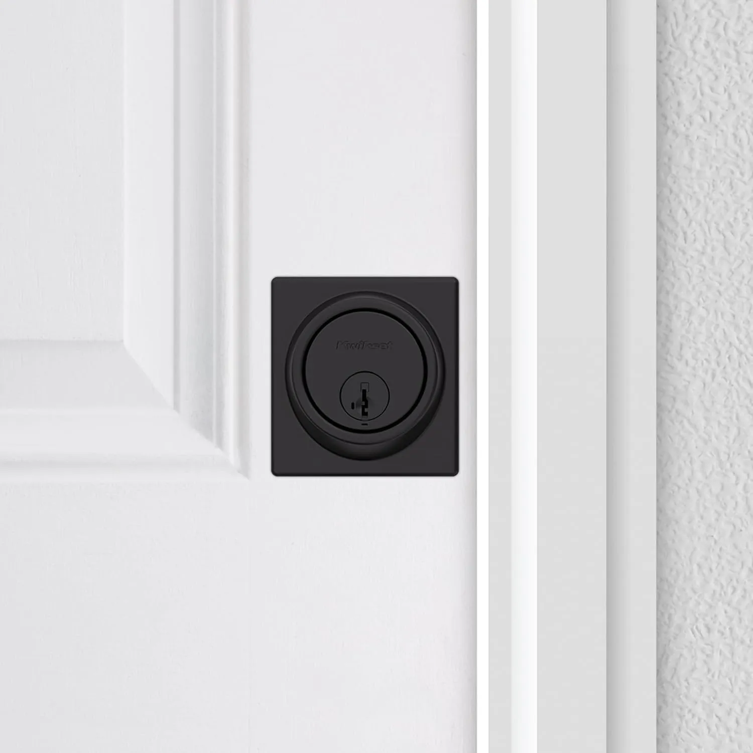 Kwikset 817 Deadbolt Lock, Matte Black Square Exterior Keyed Front Entry Door, Pick Resistant SmartKey Rekey Security, Single Cylinder Dead Bolt, with Microban Protection