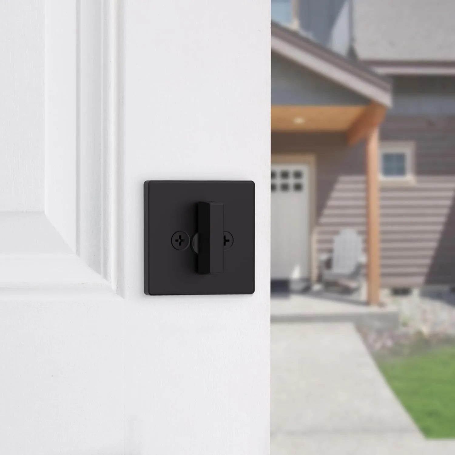 Kwikset 817 Deadbolt Lock, Matte Black Square Exterior Keyed Front Entry Door, Pick Resistant SmartKey Rekey Security, Single Cylinder Dead Bolt, with Microban Protection