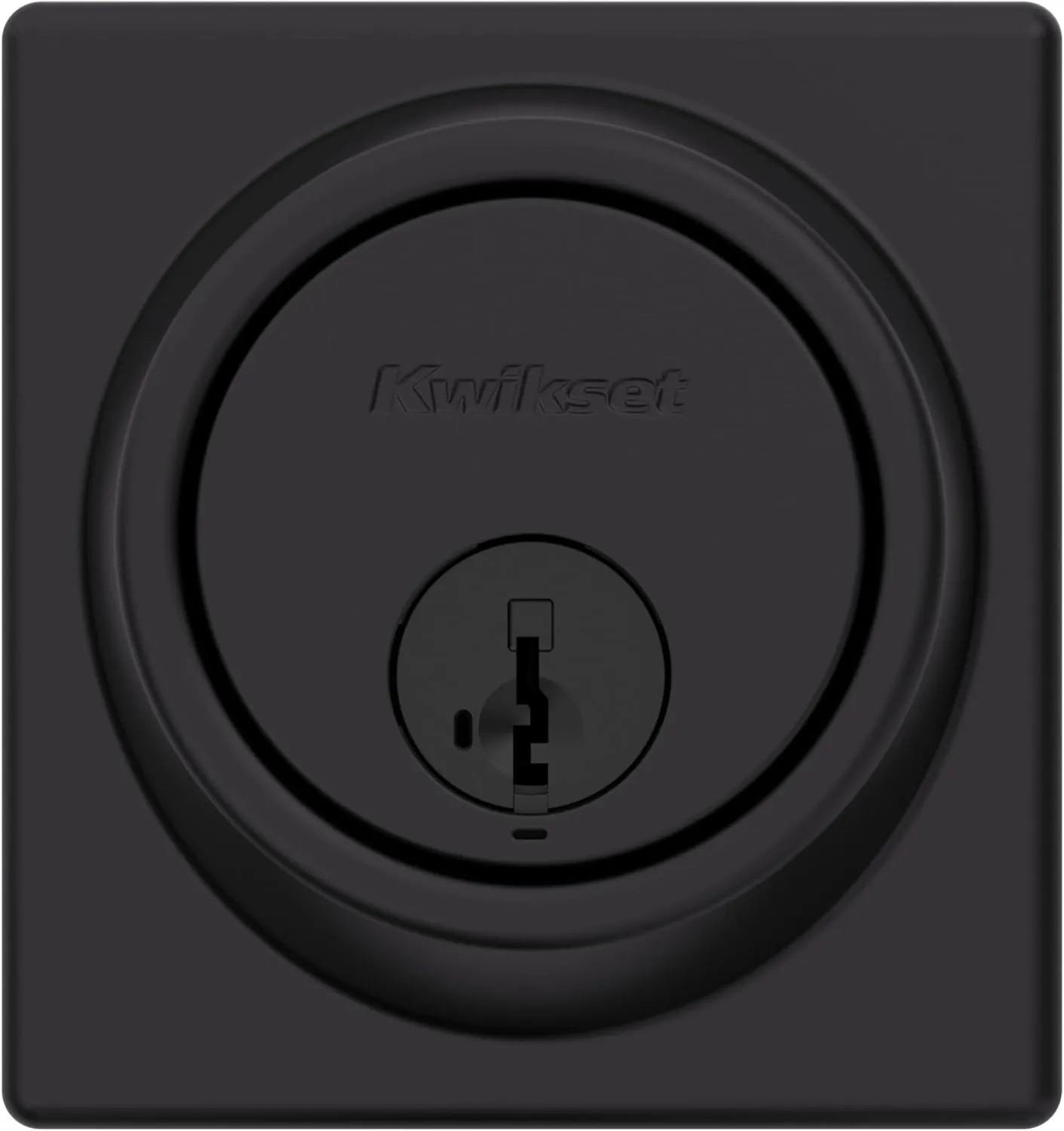 Kwikset 817 Deadbolt Lock, Matte Black Square Exterior Keyed Front Entry Door, Pick Resistant SmartKey Rekey Security, Single Cylinder Dead Bolt, with Microban Protection