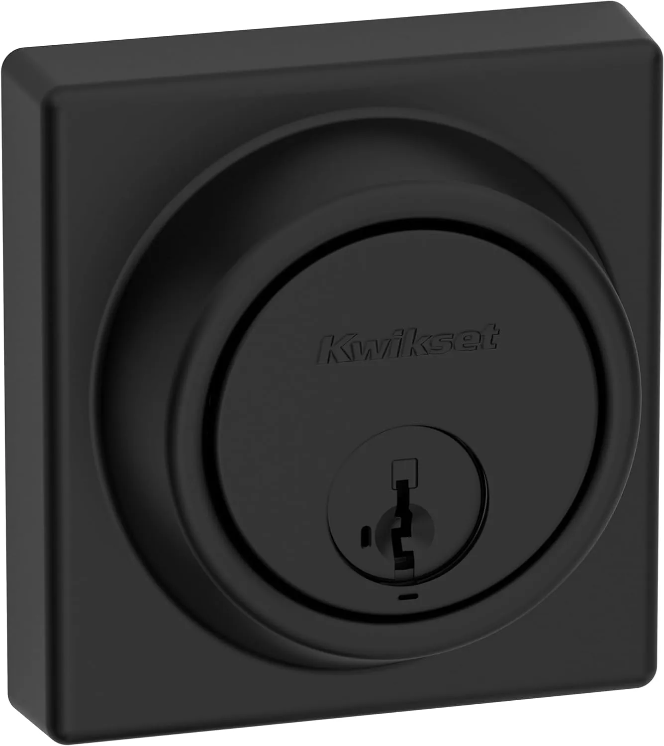 Kwikset 817 Deadbolt Lock, Matte Black Square Exterior Keyed Front Entry Door, Pick Resistant SmartKey Rekey Security, Single Cylinder Dead Bolt, with Microban Protection
