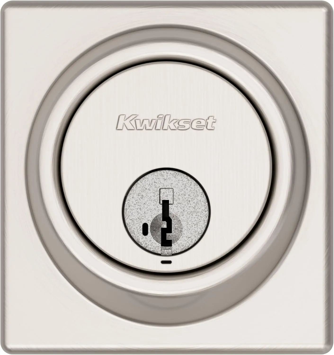 Kwikset 817 Deadbolt Lock, Satin Nickel Square Exterior Keyed Front Entry Door, Pick Resistant SmartKey Rekey Security, Single Cylinder Dead Bolt, with Microban Protection