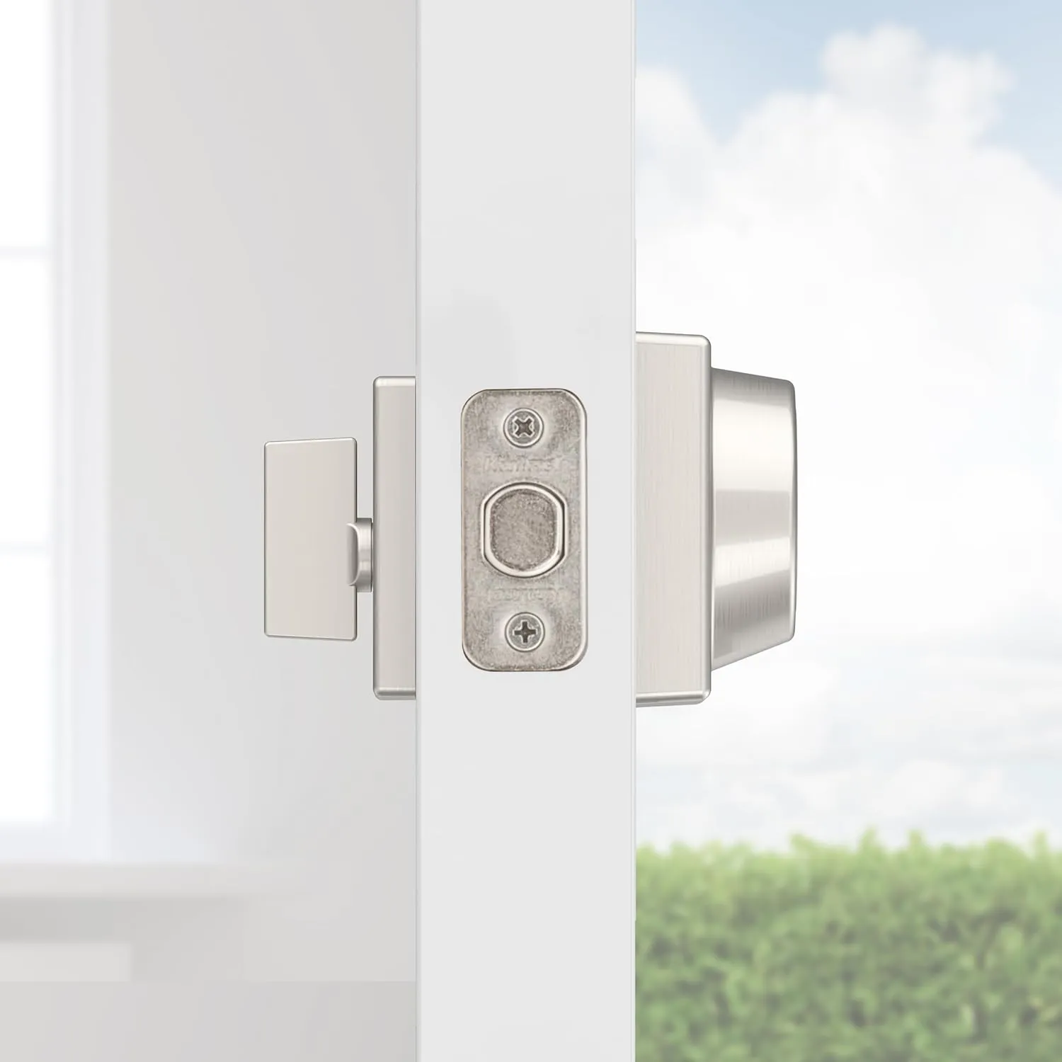 Kwikset 817 Deadbolt Lock, Satin Nickel Square Exterior Keyed Front Entry Door, Pick Resistant SmartKey Rekey Security, Single Cylinder Dead Bolt, with Microban Protection