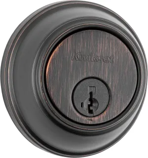 Kwikset 817 Deadbolt Lock, Venetian Bronze Round Exterior Keyed Front Entry Door, Pick Resistant SmartKey Rekey Security, Single Cylinder Dead Bolt, with Microban Protection