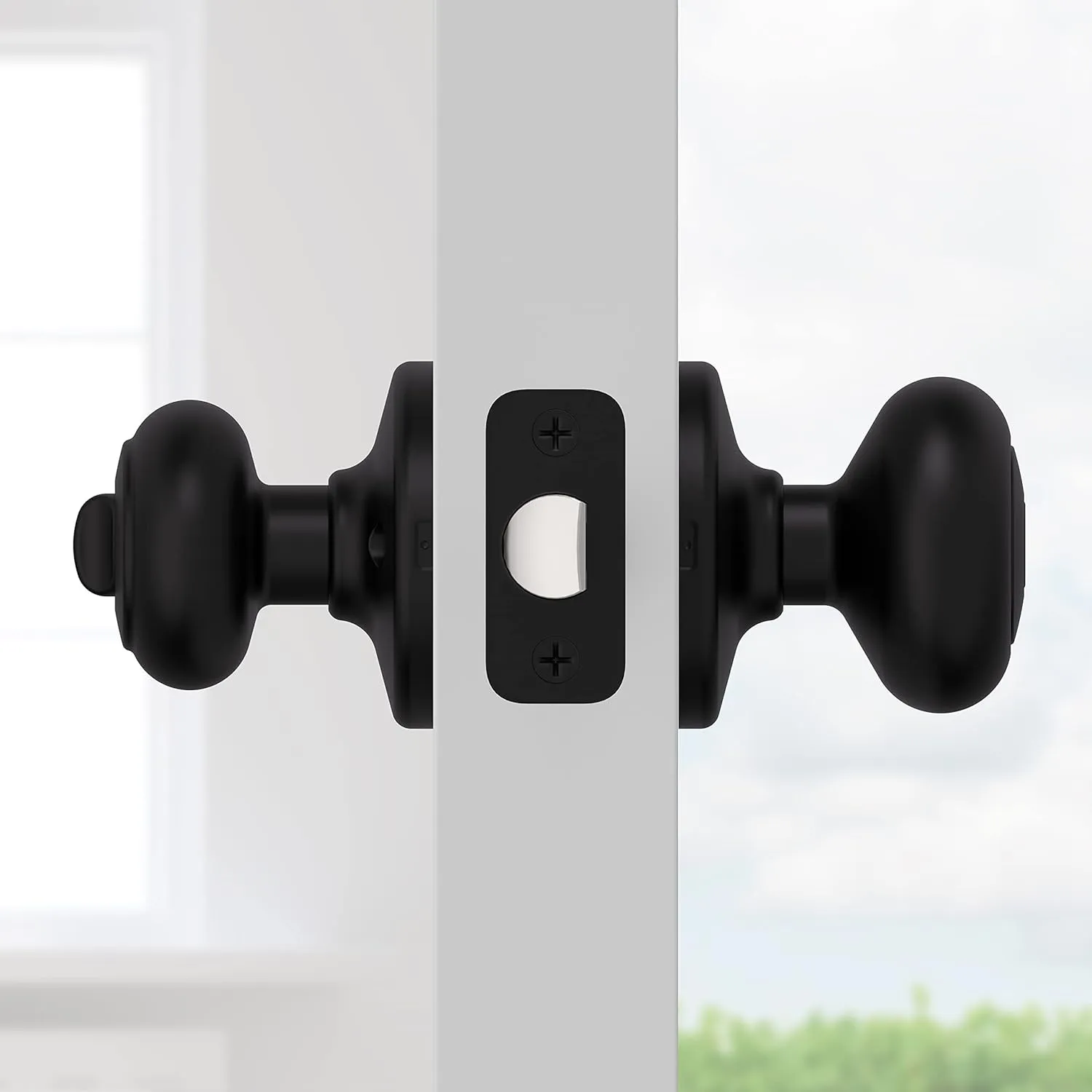 Kwikset Cove Entry Door Knob with Lock and Key, Secure Keyed Handle Exterior Doorknob, Front Entrance and Bedroom, Matte Black, Pick Resistant SmartKey Rekey Security