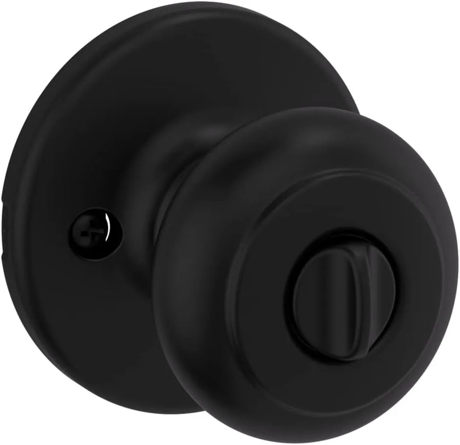 Kwikset Cove Entry Door Knob with Lock and Key, Secure Keyed Handle Exterior Doorknob, Front Entrance and Bedroom, Matte Black, Pick Resistant SmartKey Rekey Security
