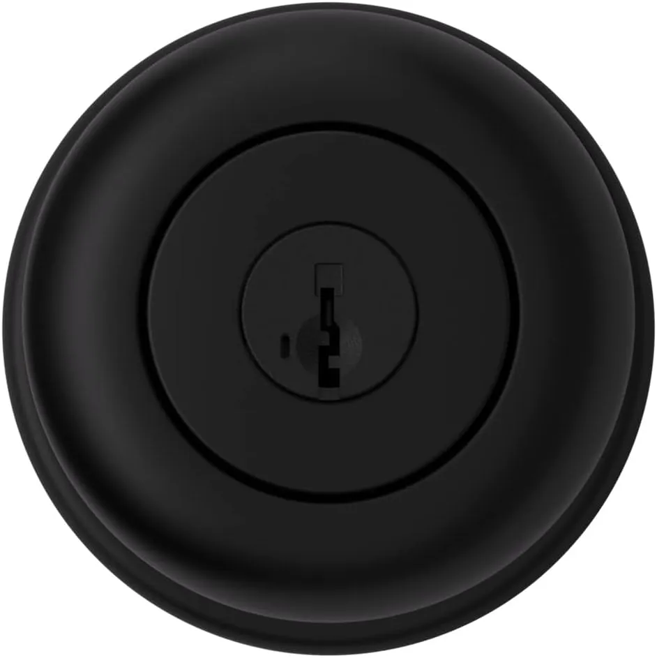 Kwikset Cove Entry Door Knob with Lock and Key, Secure Keyed Handle Exterior Doorknob, Front Entrance and Bedroom, Matte Black, Pick Resistant SmartKey Rekey Security