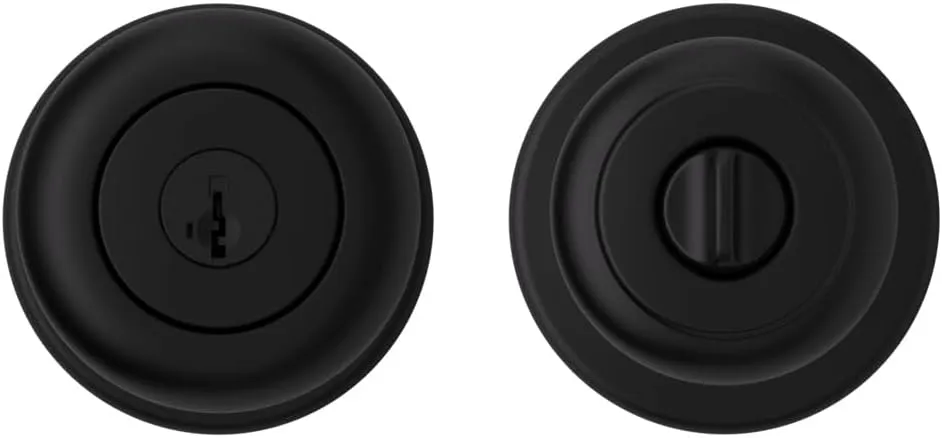 Kwikset Cove Entry Door Knob with Lock and Key, Secure Keyed Handle Exterior Doorknob, Front Entrance and Bedroom, Matte Black, Pick Resistant SmartKey Rekey Security