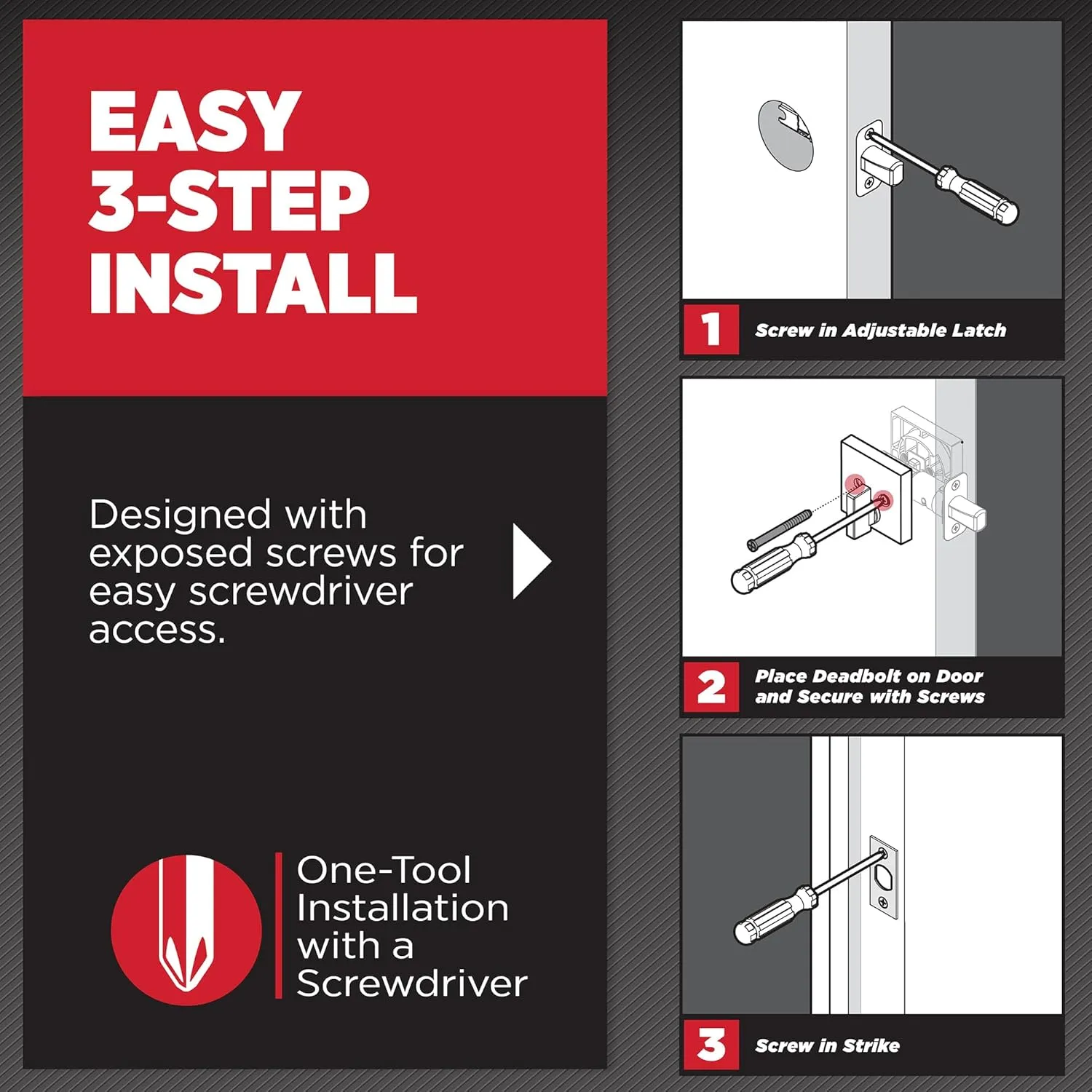 Kwikset Downtown Deadbolt Lock, Matte Black Square Exterior Keyed Front Entry Door, Pick Resistant SmartKey Rekey Security, Single Cylinder Dead Bolt, with Microban Protection