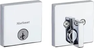 Kwikset Downtown Deadbolt Lock, Polished Chrome Square Exterior Keyed Front Entry Door, Pick Resistant SmartKey Rekey Security, Single Cylinder Dead Bolt