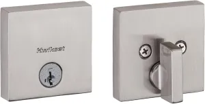 Kwikset Downtown Deadbolt Lock, Satin Nickel Square Exterior Keyed Front Entry Door, Pick Resistant SmartKey Rekey Security, Single Cylinder Dead Bolt, with Microban Protection