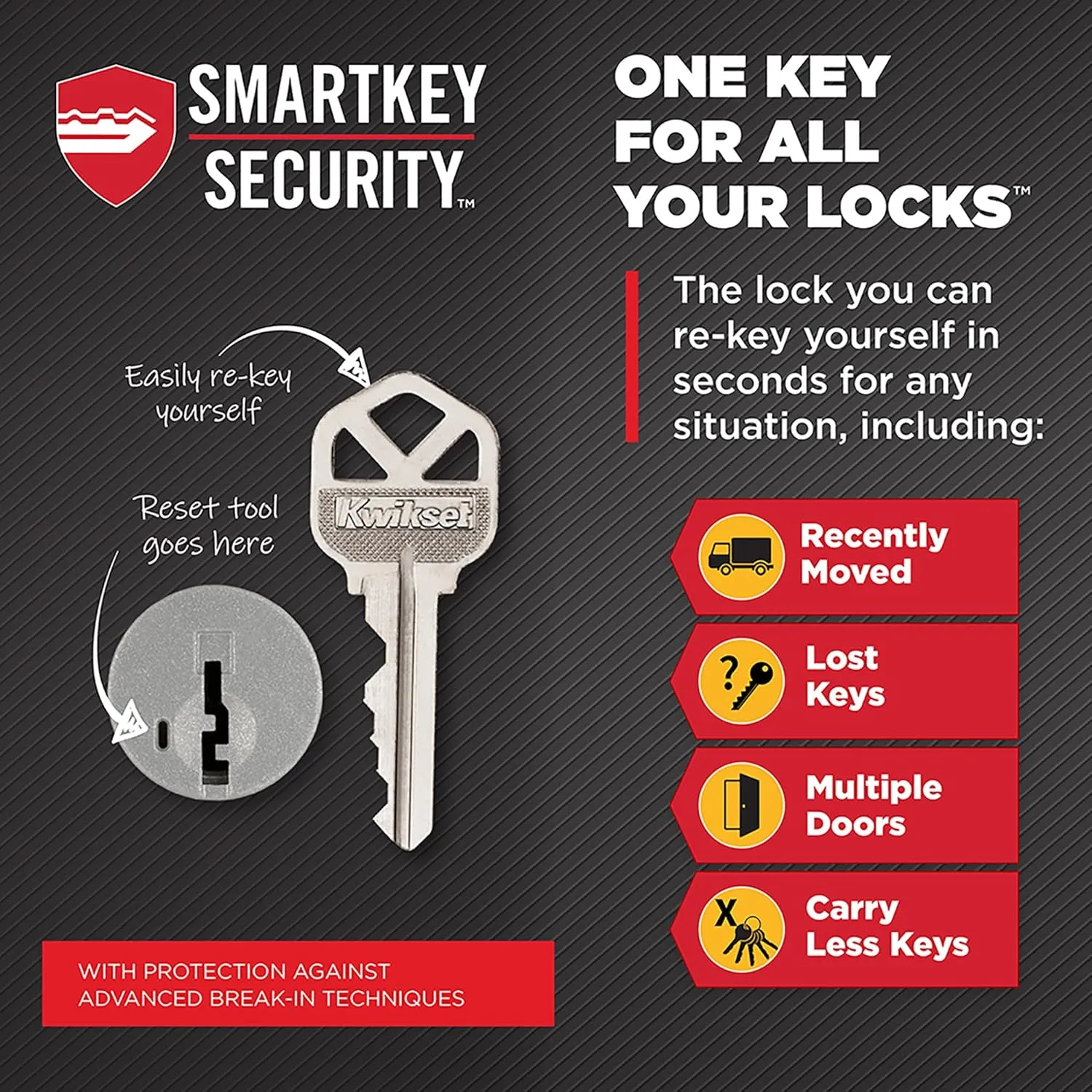 Kwikset Hancock Entry Door Knob with Lock and Key, Secure Keyed Handle Exterior, Front Entrance and Bedroom, Matte Black, Pick Resistant SmartKey Rekey Security and Microban