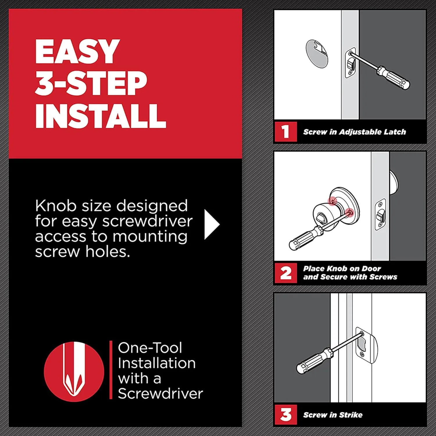 Kwikset Hancock Entry Door Knob with Lock and Key, Secure Keyed Handle Exterior, Front Entrance and Bedroom, Matte Black, Pick Resistant SmartKey Rekey Security and Microban