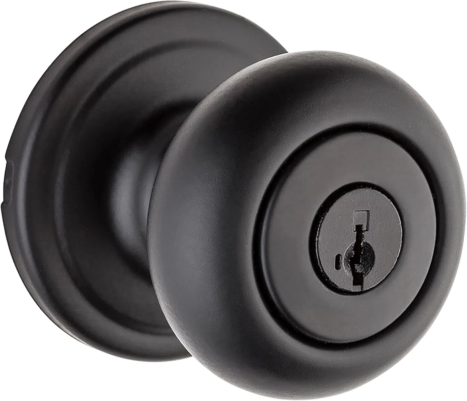 Kwikset Hancock Entry Door Knob with Lock and Key, Secure Keyed Handle Exterior, Front Entrance and Bedroom, Matte Black, Pick Resistant SmartKey Rekey Security and Microban