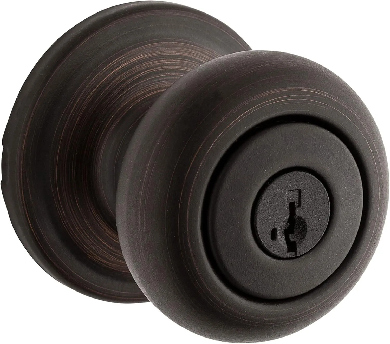 Kwikset Hancock Entry Door Knob with Lock and Key, Secure Keyed Handle Exterior, Front Entrance and Bedroom, Venetian Bronze, Pick Resistant SmartKey Rekey Security and Microban