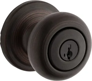 Kwikset Hancock Entry Door Knob with Lock and Key, Secure Keyed Handle Exterior, Front Entrance and Bedroom, Venetian Bronze, Pick Resistant SmartKey Rekey Security and Microban