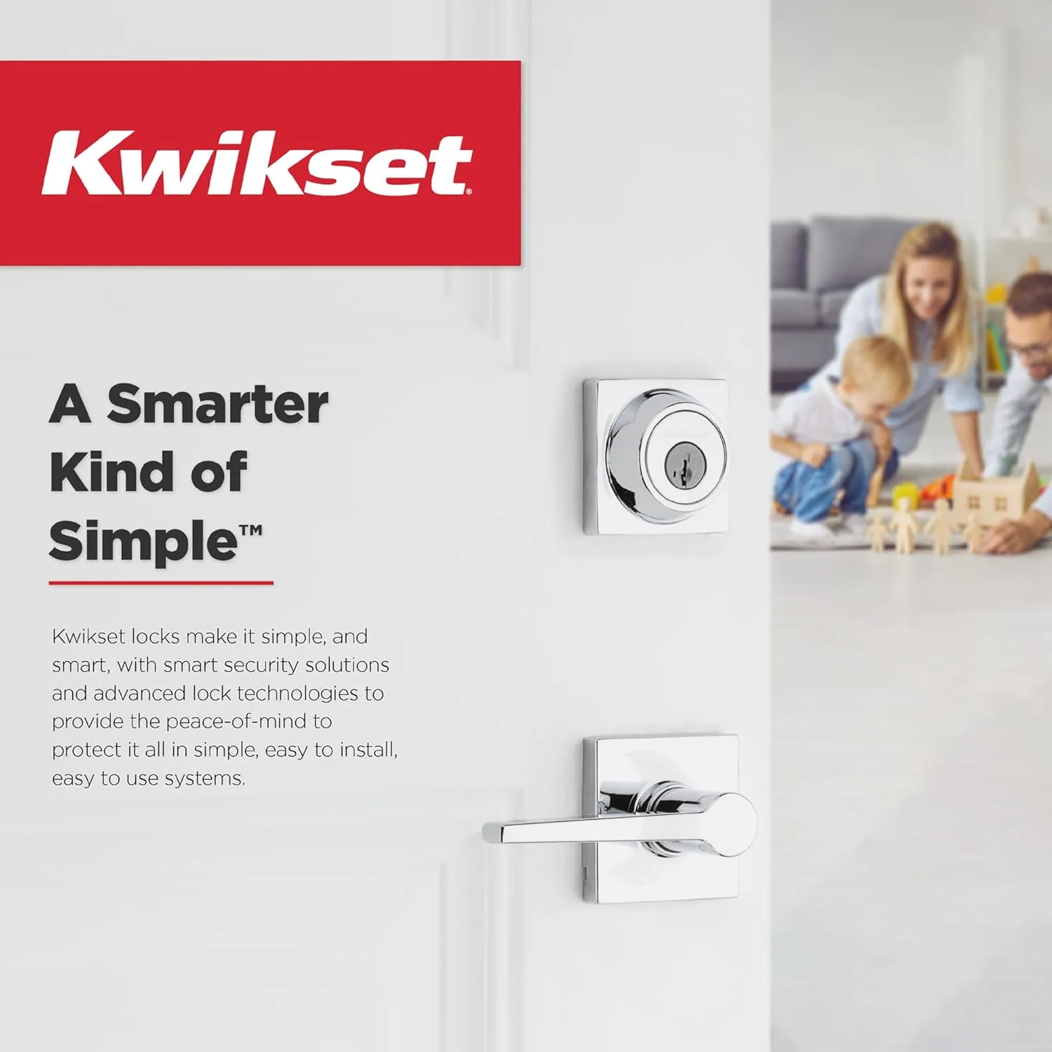 Kwikset Henley Entry Door Handle with Lock and Key, Secure Keyed Reversible Lever Exterior, For Front Entrance and Bedrooms, Satin Nickel, Pick Resistant Smartkey Rekey Security and Microban