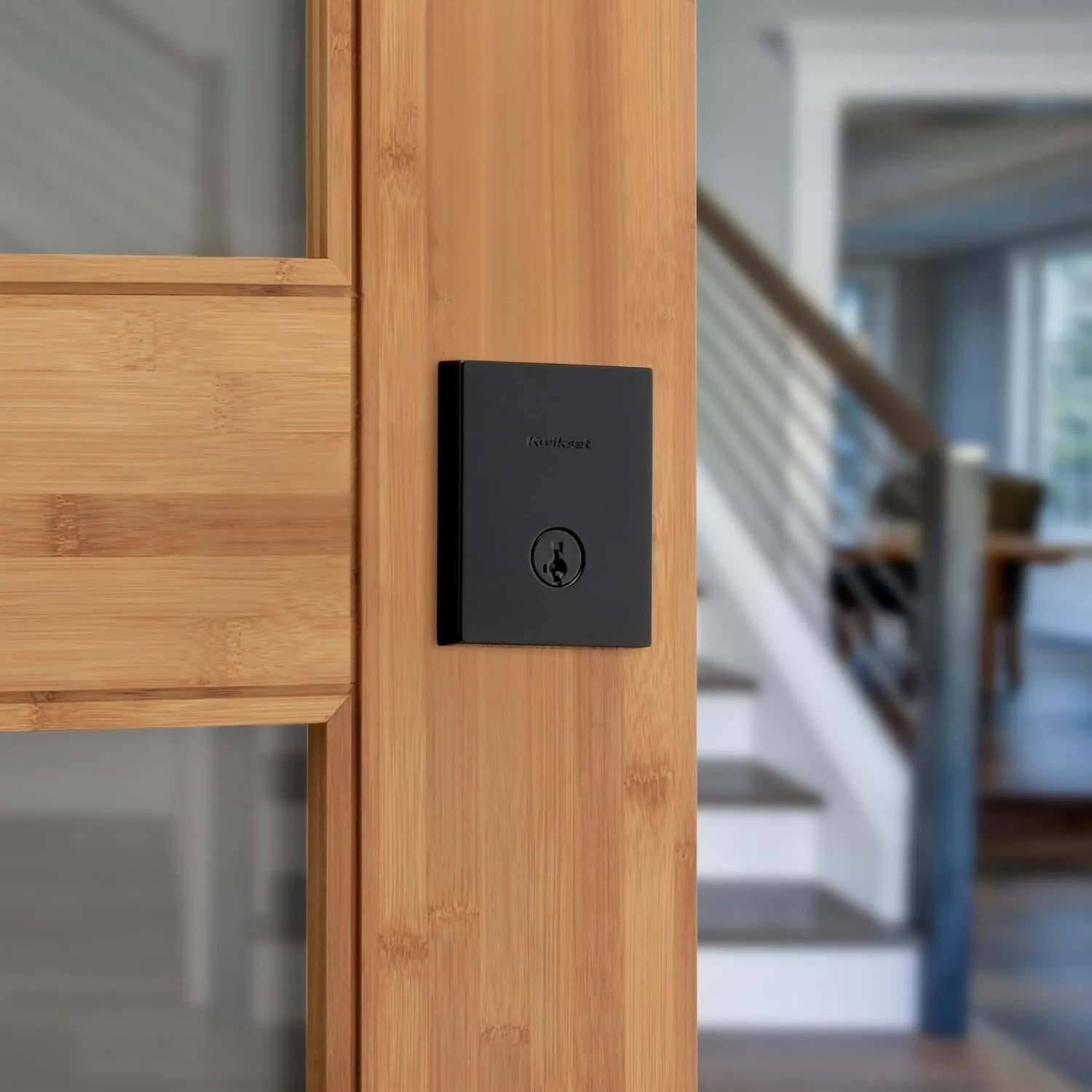 Kwikset San Clemente Deadbolt Lock, Matte Black Rectangle Exterior Keyed Front Entry Door, Pick Resistant SmartKey Rekey Security, Single Cylinder Dead Bolt, with Microban Protection