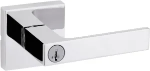 Kwikset Singapore Entry Door Handle with Lock and Key, Secure Keyed Reversible Lever Exterior, Doorlock, For Front Entrance and Bedrooms, Polished Chrome, Pick Resistant Smartkey Rekey Security