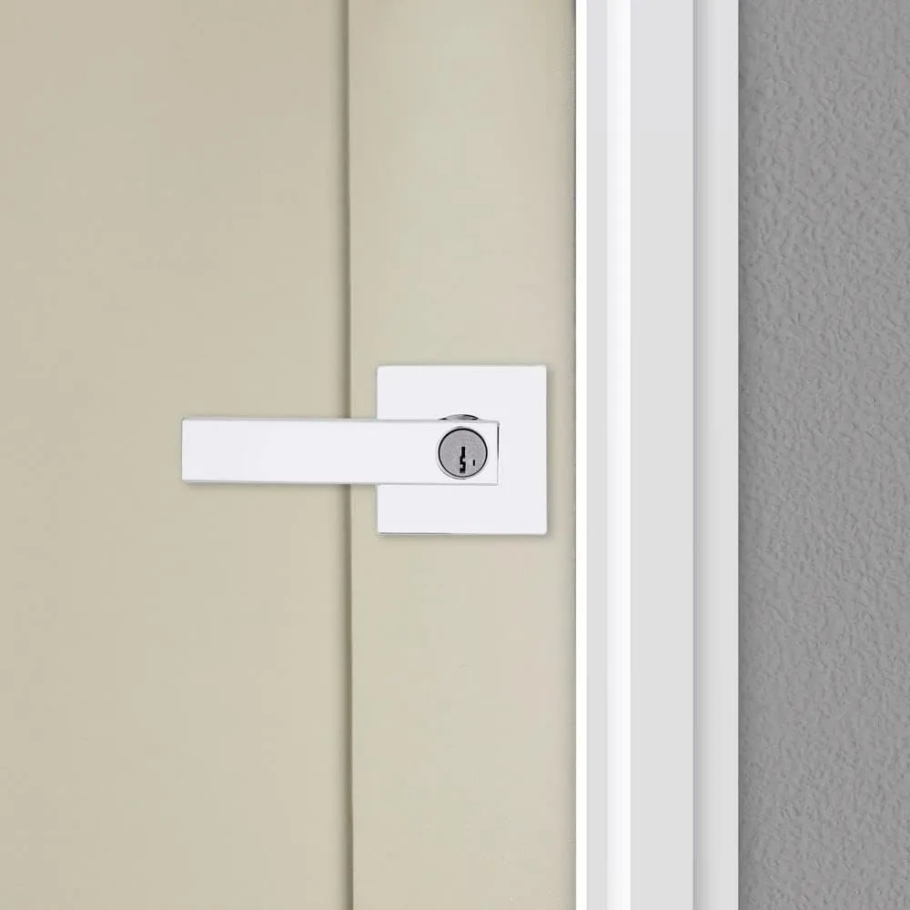 Kwikset Singapore Entry Door Handle with Lock and Key, Secure Keyed Reversible Lever Exterior, Doorlock, For Front Entrance and Bedrooms, Polished Chrome, Pick Resistant Smartkey Rekey Security