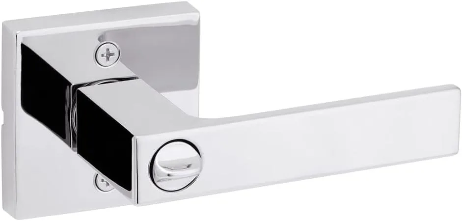Kwikset Singapore Entry Door Handle with Lock and Key, Secure Keyed Reversible Lever Exterior, Doorlock, For Front Entrance and Bedrooms, Polished Chrome, Pick Resistant Smartkey Rekey Security