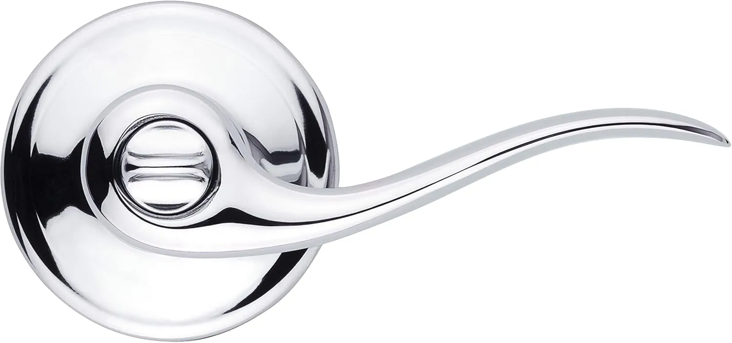 Kwikset Tustin Entry Door Handle with Lock and Key, Secure Keyed Reversible Lever Exterior, Doorlock, For Front Entrance and Bedrooms, Polished Chrome, Pick Resistant Smartkey Rekey Security