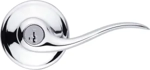 Kwikset Tustin Entry Door Handle with Lock and Key, Secure Keyed Reversible Lever Exterior, Doorlock, For Front Entrance and Bedrooms, Polished Chrome, Pick Resistant Smartkey Rekey Security