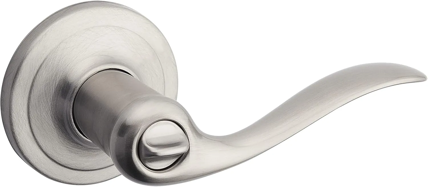 Kwikset Tustin Entry Door Handle with Lock and Key, Secure Keyed Reversible Lever Exterior, Doorlock, For Front Entrance and Bedrooms, Satin Chrome, Pick Resistant Smartkey Rekey Security