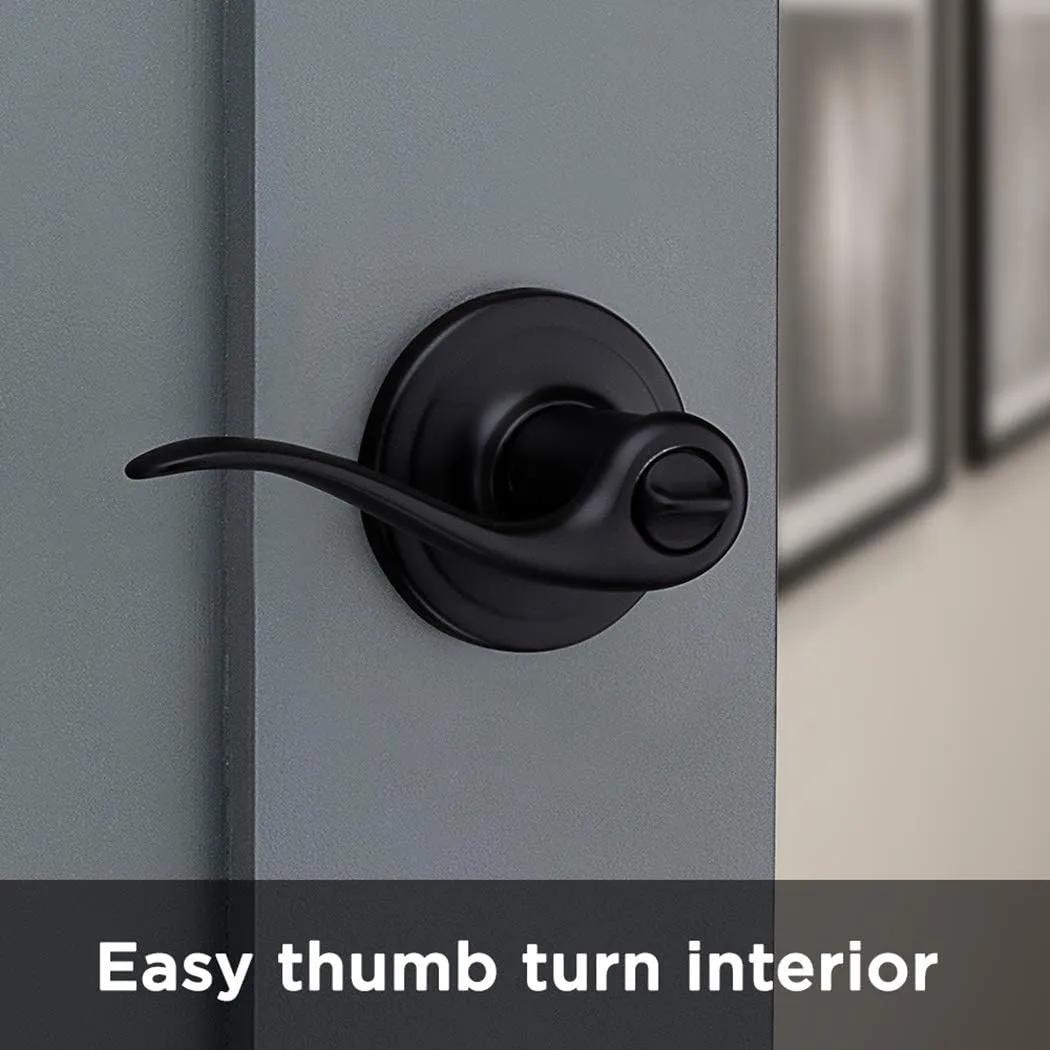 Kwikset Tustin Entry Door Handle with Lock and Key, Secure Keyed Reversible Lever Exterior, For Front Entrance and Bedrooms, Matte Black, Pick Resistant Smartkey Rekey Security and Microban